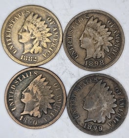 1882-1898-1890-1899 Better Date IH Cents