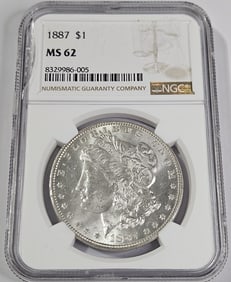 1887 MS 62 NGC Morgan Silver Dollar