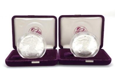 (2) 1986 US Silver Eagle Proof Coins in OMP