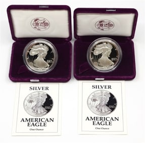 1988-1989 US Mint Proof Silver Eagles in OMP