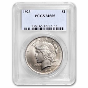 1923 MS 65 PCGS or NGC Peace Silver Dollar