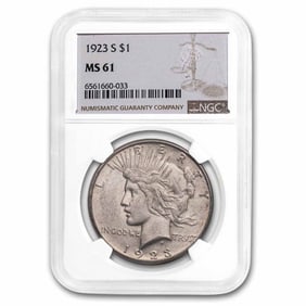 1923 S MS 61 NGC OR PCGS Peace Silver Dollar