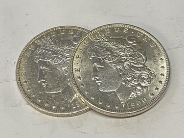 (2) 1900 P BU Grade Morgan Silver Dollars