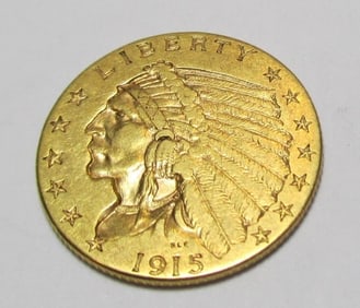 1915 2.5 Gold Indian XF Grade