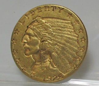 1925 D 2.5 Gold Indian XF Grade