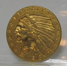 1913 $2.5 Gold Indian XF AU Grade