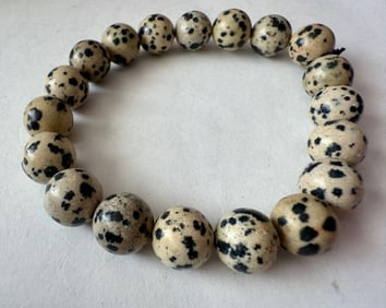 Natural 10mm Dalmation Jasper Stone Bracelet