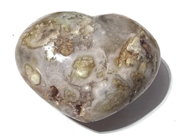 113.32 Large Flower Agate Hert Shape w/ Geode