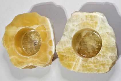 Fabulous Brazilian Calcite Candle Holder Pair