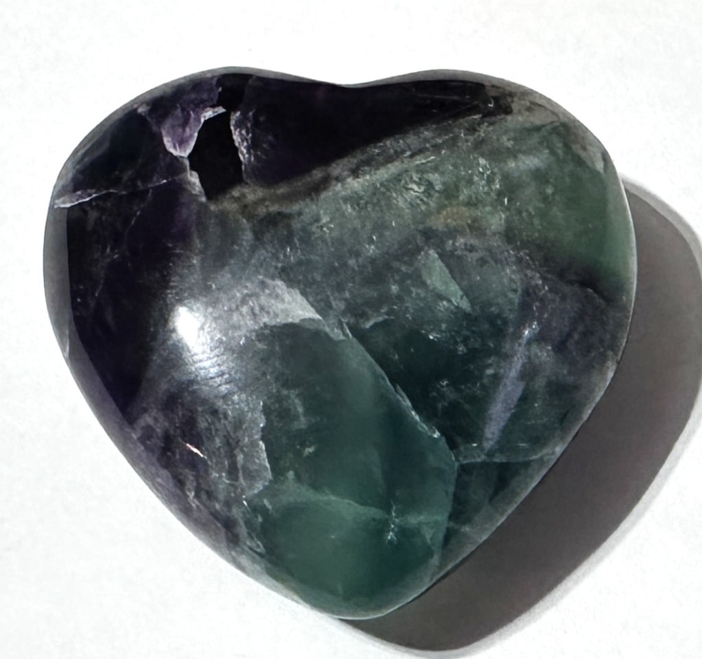 Amazing Heart Shape Flourite Carved Heart: Item is the exact item in image - Bidder is responsible for all value and grade dtermination - Please review all terms and conditions
