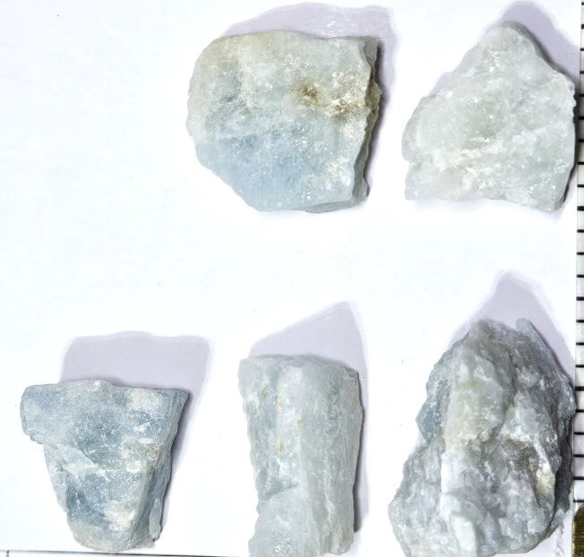 55.78 gram Natural Aqua Marine Rough Specimens: Item is the exact item in the image - Bidder is responsible for all value and grade determination - Please review all terms prior to placing any bids - All bids are anagreementtoallterms-Noexceptions 