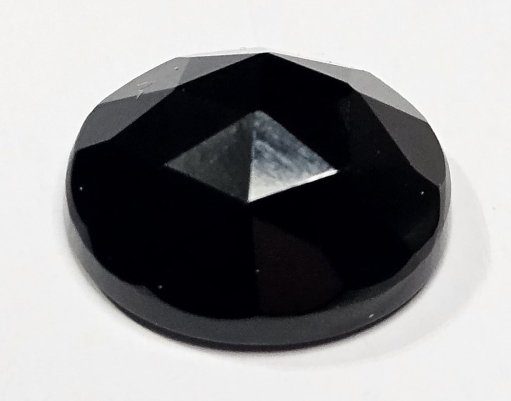 4.15 ct. Double Cabachon-Faceted Jet Gem Stone: Item is the exact item in the image- Bidder is responsible for all value and grade determination -