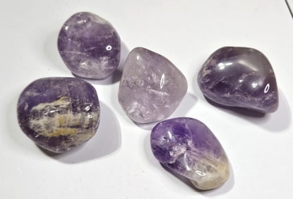 Lot of (5) Natural Tumbled Amethyst Stones