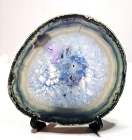 Blue Dyed Agate Slab w/ Geode Middle