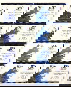 2000 thru 2008 US Mint Proof Sets