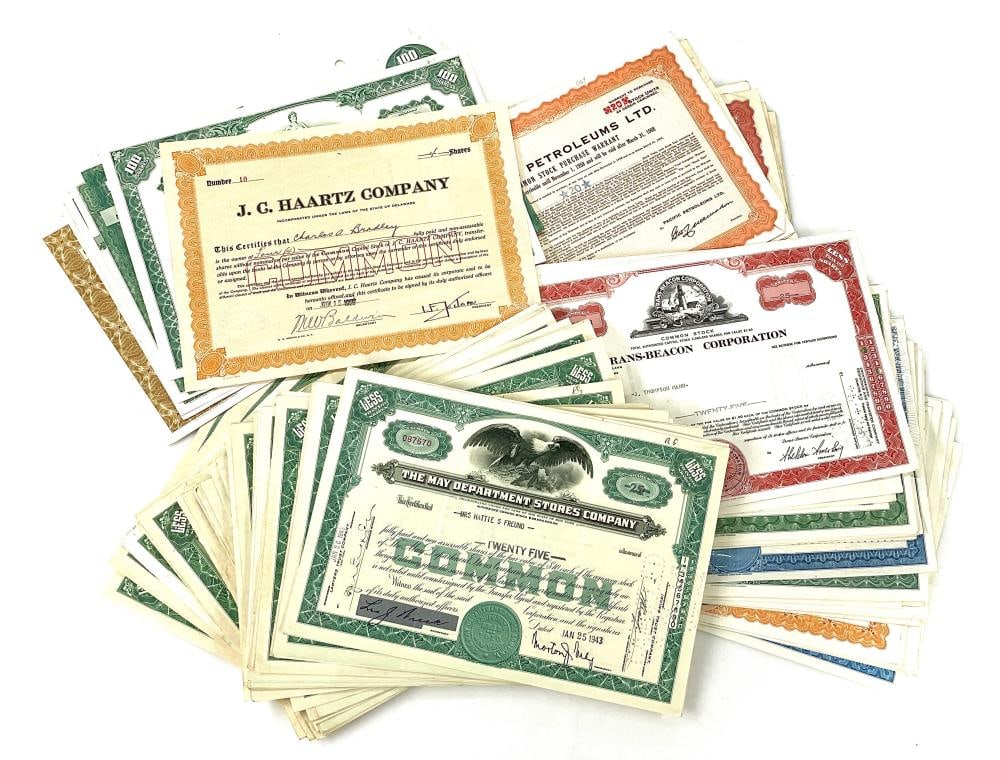 (100) Random Mix Old Stock Certificates (1 of 1)