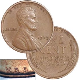 1909 VDB VF Grade Lincoln Wheat Cent