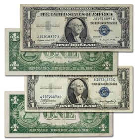 (4) Random Date $1 Silver Certificates