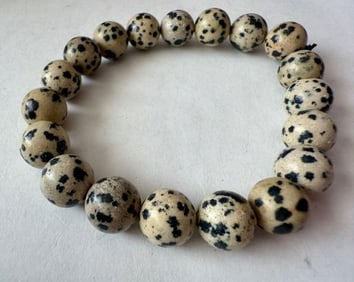 Natural 10mm Dalmation Jasper Stone Bracelet