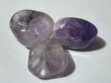 Lot of (3) Natural Tumbled Amethyst Stones
