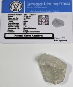 Natural Green Amethyst Specimen w/COA