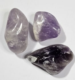 Lot of (3) Natural Amethyst Tumbled Stones