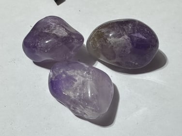 Lot of (3) Natural Tumbled Amethyst Stones