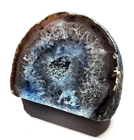 Blue Dyed Agate Stand Up Specimen w/ Druzy Geode