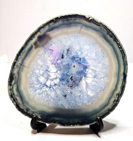 Blue Dyed Agate Slab w/ Geode Middle