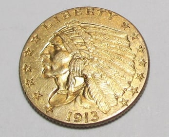 1913 $2.5 Gold Indian XF Grade