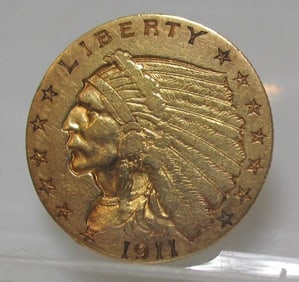 1911 $2.5 Gold Indian XF Grade