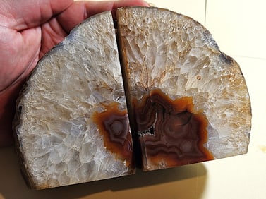 Fine Banded Agate Bookend Pair w/ Druzy