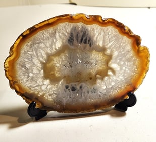 Natural banded Agate Slab w/ Crystal Center