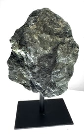 Fine Natural Rough Emerald Specimen on Metal Stand