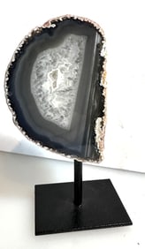 FIne Agate Specimen w/ Geode Center on Stand