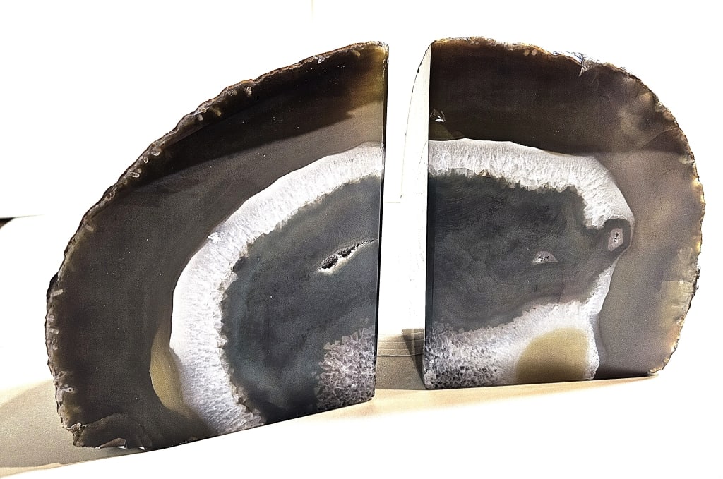 Natural Banded Agate Bookends Set -: Item is the exact item in the image - Items have all natural features, characteristics, natural compositional degradation. Bidder is responsible for all value and grade determination - Please review a