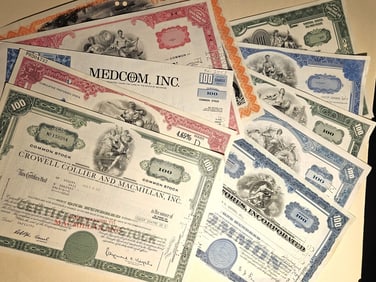 (10) Assorted Mixed Type Vintage Stock Certs.