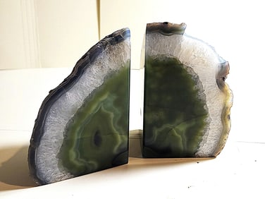 Natural Green Agate Book End Pair