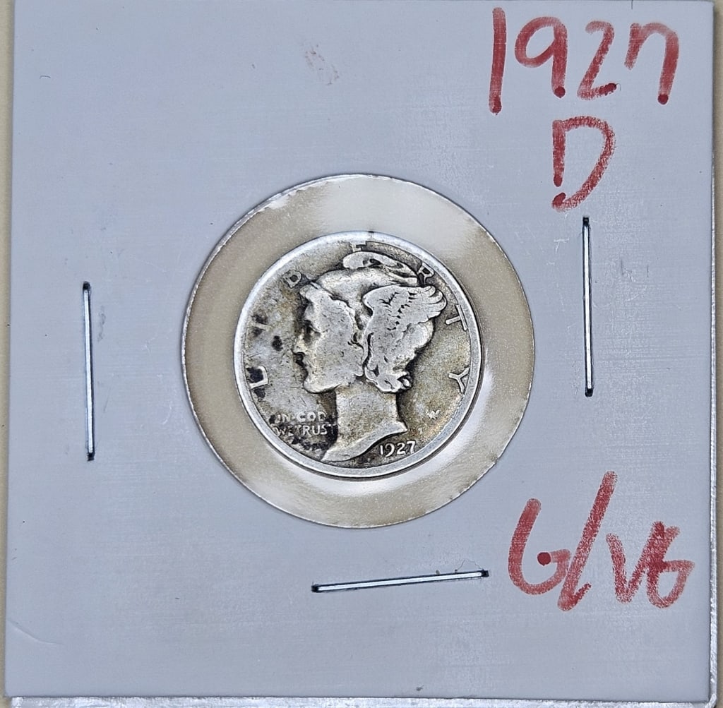 1927 D Mercury Dime: Items are the exact items in the image- Bidder is responsible for all value and grade determination - Please review the entire terms and conditions prior to placing any bids- Any bid is an agreement t