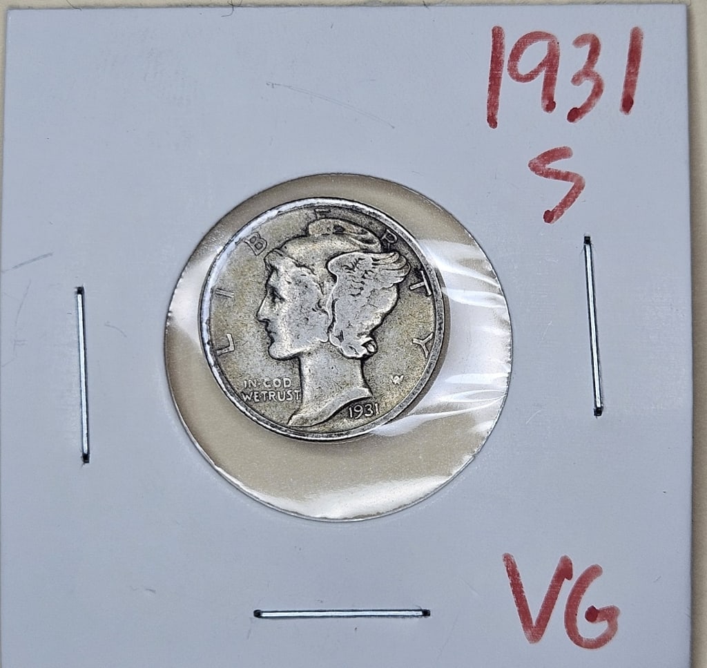 1931 S Mercury Dime: Items are the exact items in the image- Bidder is responsible for all value and grade determination - Please review the entire terms and conditions prior to placing any bids- Any bid is an