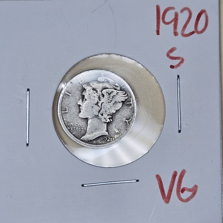 1920 S Mercury Dime: Items are the exact items in the image- Bidder is responsible for all value and grade determination - Please review the entire terms and conditions prior to placing any bids- Any bid is an