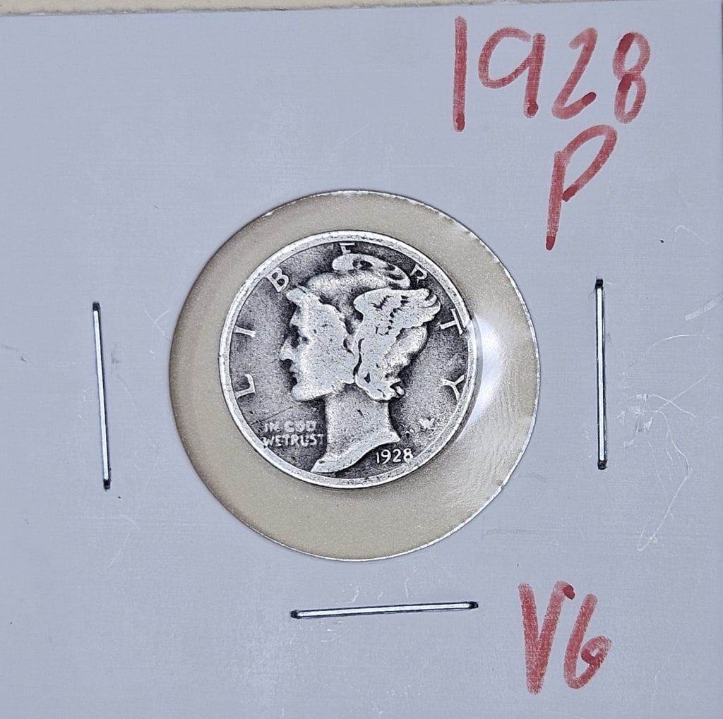 1928 P Mercury Dime: Items are the exact items in the image- Bidder is responsible for all value and grade determination - Please review the entire terms and conditions prior to placing any bids- Any bid is an agreement t