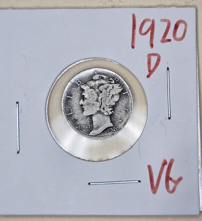 1920 D Mercury Dime: Items are the exact items in the image- Bidder is responsible for all value and grade determination - Please review the entire terms and conditions prior to placing any bids- Any bid is an agreement t