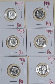 Lot of (6) BU Grade Mercury Dimes
