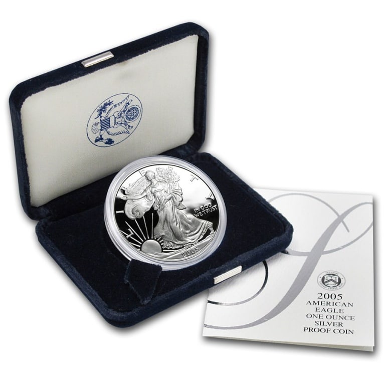 2005 US Silver Eagle Proof in OMP: Item is as shown in the image - with original mint packaging. Please review all terms and conditions prior to placing any bids - All invoices due at the end of the sale - All 