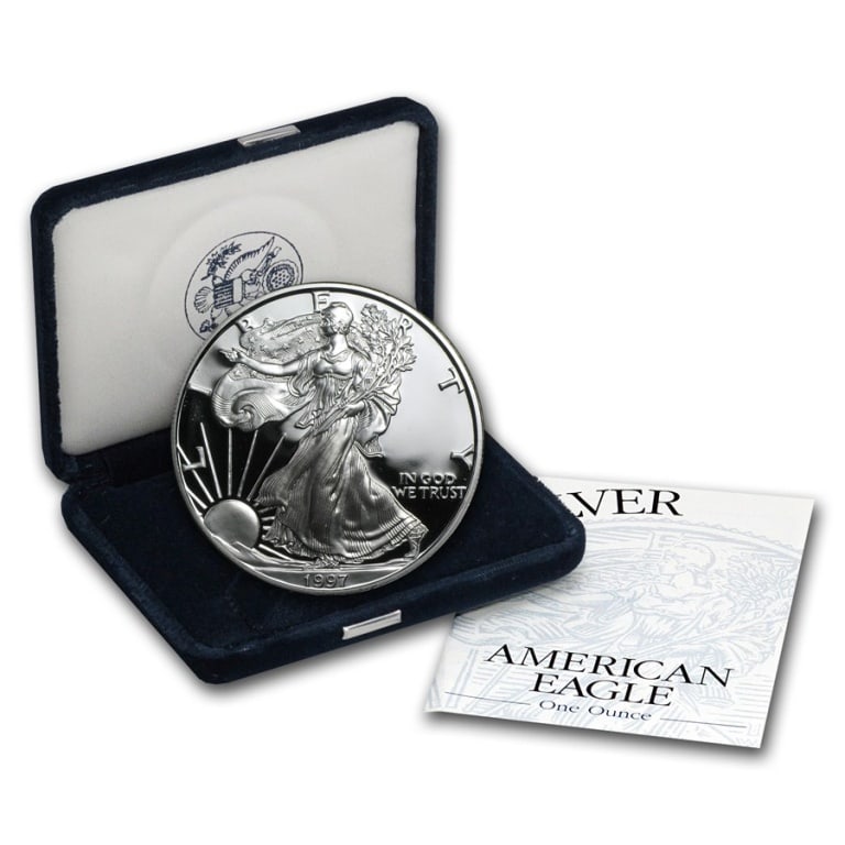 1997 US Silver Eagle Proof in OMP: Item is as shown in the image - with original mint packaging. Please review all terms and conditions prior to placing any bids - All invoices due at the end of the sale - All sales final - All bids ar