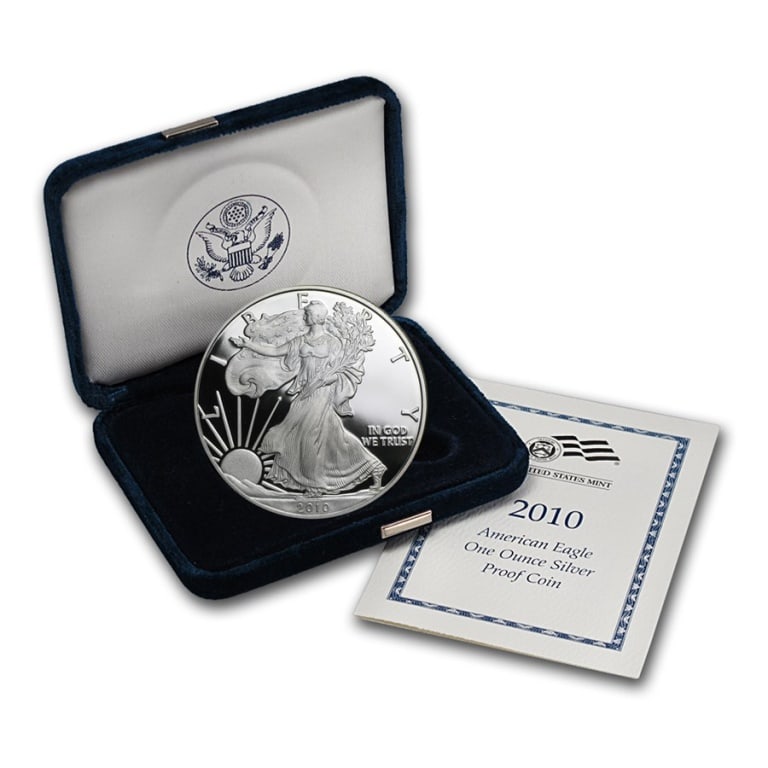 2010 US Silver Eagle Proof in OMP: Item is as shown in the image - with original mint packaging. Please review all terms and conditions prior to placing any bids - All invoices due at the end of the sale - All sales