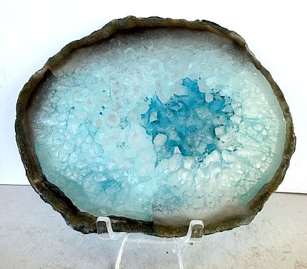 Dyed Teal Blue Banded Agate Slab (1 of 4)