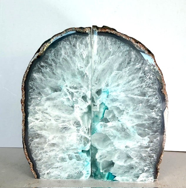 Blue Agate Geode Bookends Crystal Centers (1 of 10)