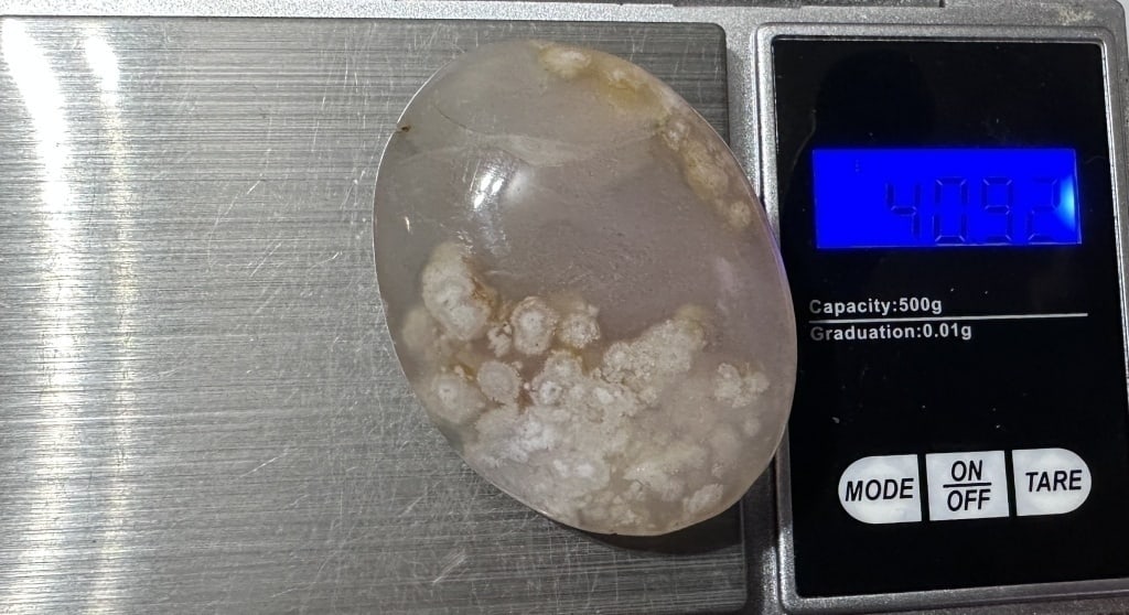 Large Flower Agate Palm Stone - 3